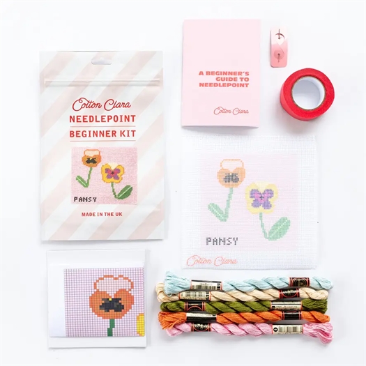 Pansy Needlepoint Beginner Kit fra Cotton Clara